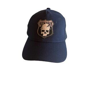 Skull Patch Black Trucker Hat Adjustable Snapback One Size Fits Most Mesh Backin